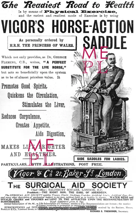 : Advert for Vigor's Horse-Action Saddle 1896 : Advert for Vigor's Horse-Action Saddle 1896