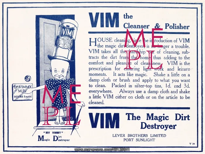 : Advert for Vim cleaning product 1910 : Advert for Vim cleaning product 1910