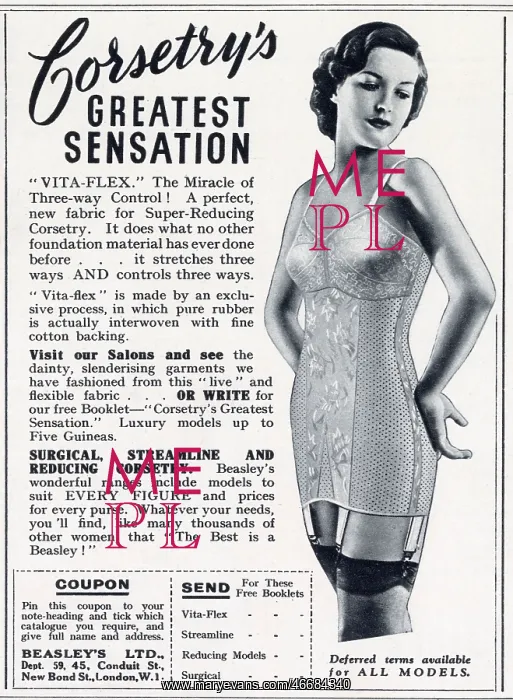 : Advert for Vita-Flex corsets 1939 : Advert for Vita-Flex corsets 1939