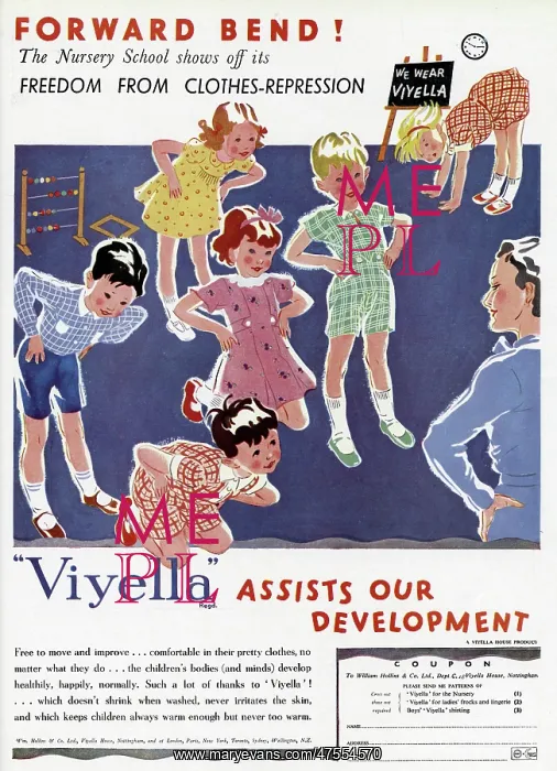 : Advert for Viyella childrens clothes 1936 : Advert for Viyella childrens clothes 1936