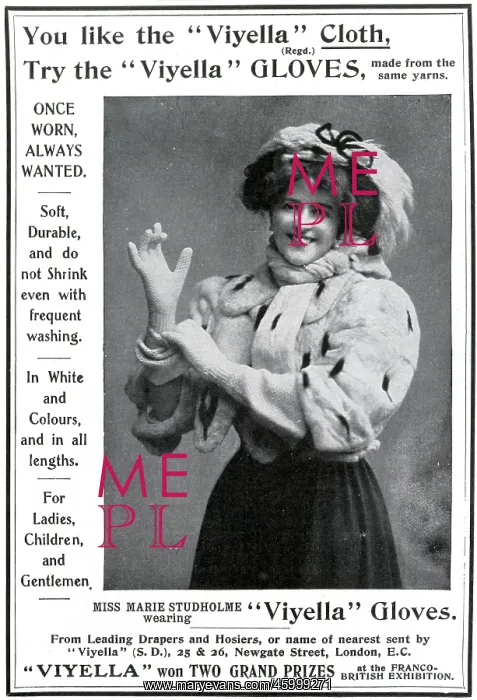 : Advert for Viyella, women?s gloves 1908 : Advert for Viyella, women?s gloves 1908