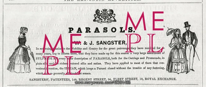  : Advert, W & J Sanger, Parasols