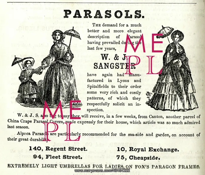  : Advert, W & J Sangster, Parasols