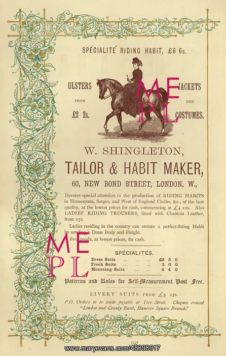 : Advert, W Shingleton, Tailor & Habit Maker : Advert, W Shingleton, Tailor & Habit Maker
