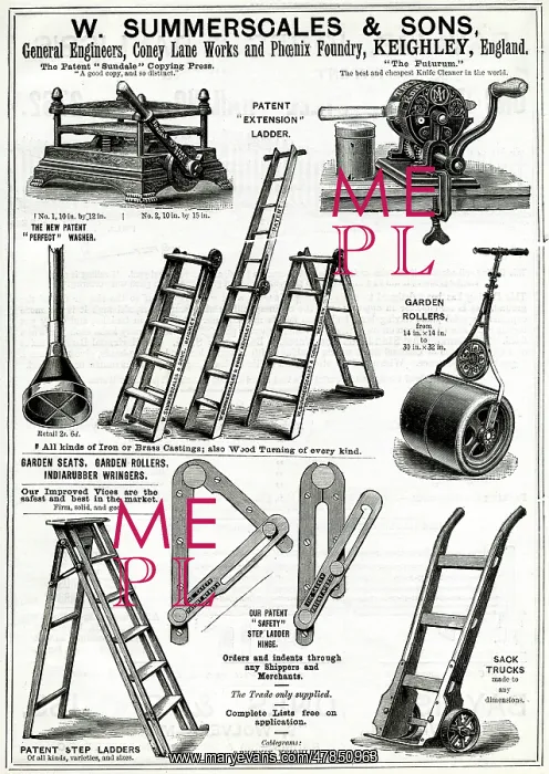 : Advert for W. Summerscales & Sons, Victorian items 1888 : Advert for W. Summerscales & Sons, Victorian items 1888