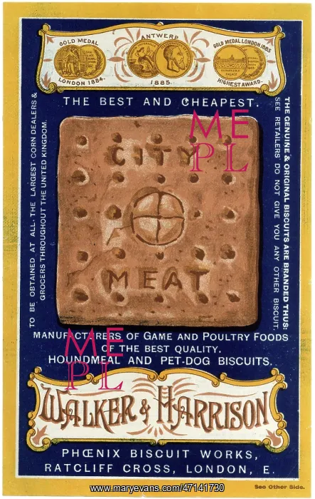 : Advert for Walker & Harrison dog biscuits : Advert for Walker & Harrison dog biscuits