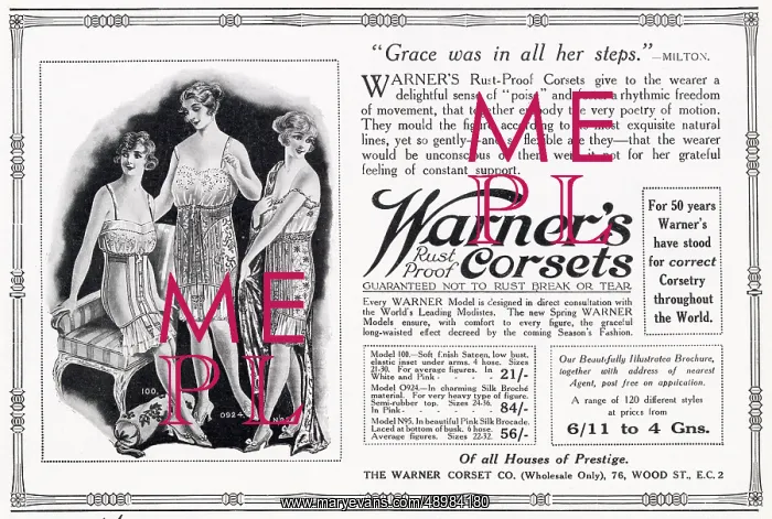 : Advert for Warner's - Rust Proof Corset 1922 : Advert for Warner's - Rust Proof Corset 1922