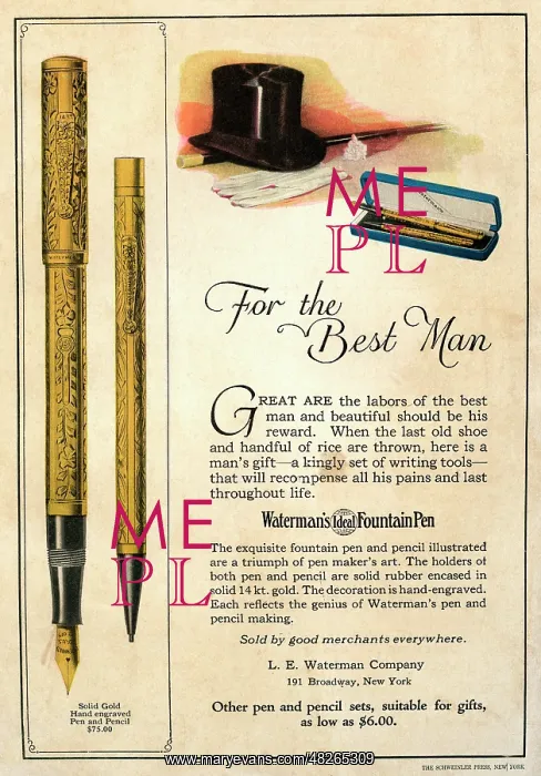 : Advert for Waterman?s Ideal Fountain Pen : Advert for Waterman?s Ideal Fountain Pen