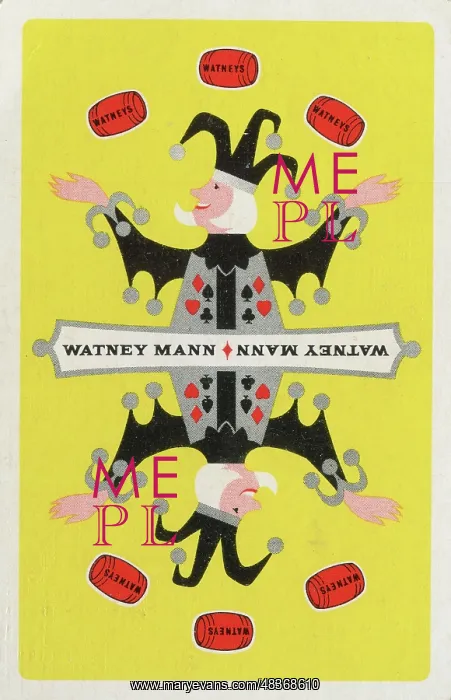  : Advert, Watney Mann Red Barrel Beer, playing card joker