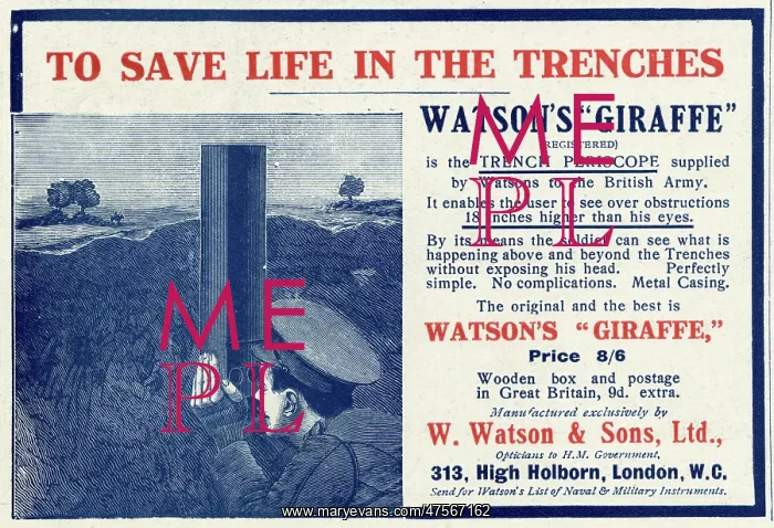 : Advert for Watson's Giraffe trench periscope 1915 : Advert for Watson's Giraffe trench periscope 1915