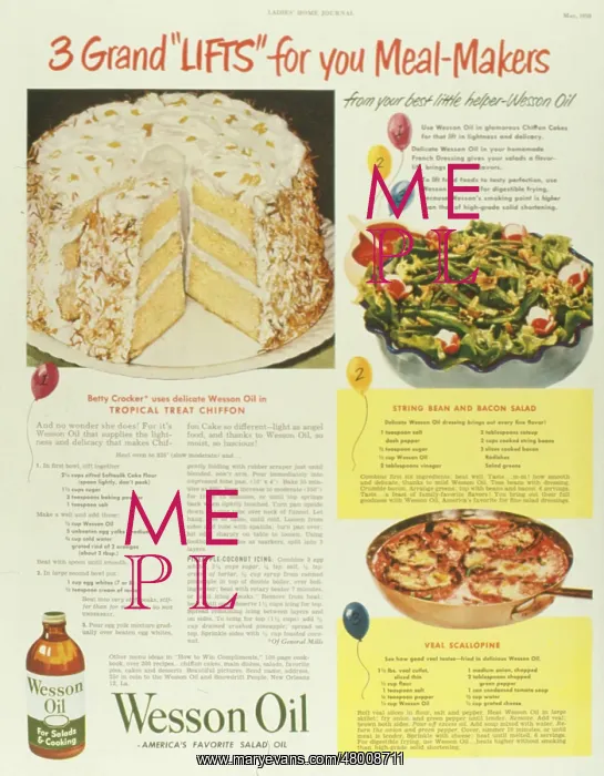 : Advertisement for Wesson Oil, for cooking and baking : Advertisement for Wesson Oil, for cooking and baking