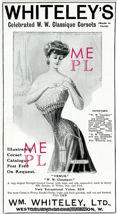 : Advert for Whiteley's women's corset 1907 : Advert for Whiteley's women's corset 1907