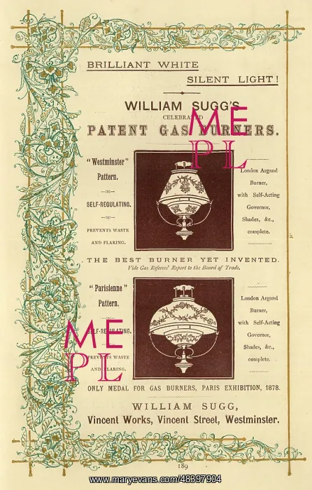  : Advert, William Sugg's Patent Gas Burners