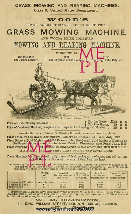  : Advert, Wood's Grass Mowing Machine