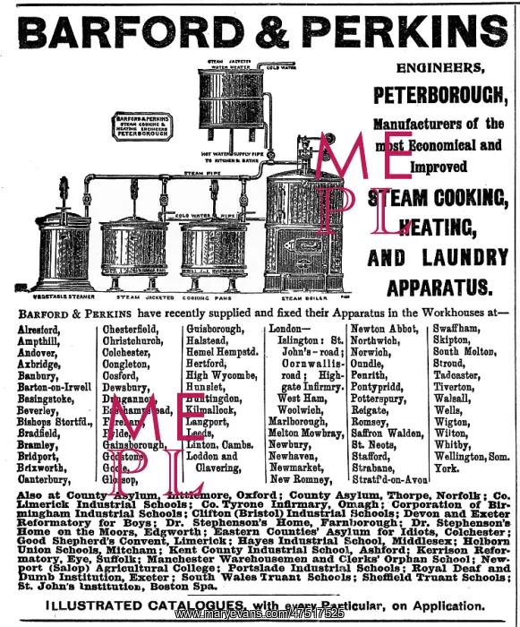 : Advertisement for workhouse kitchen equipment : Advertisement for workhouse kitchen equipment