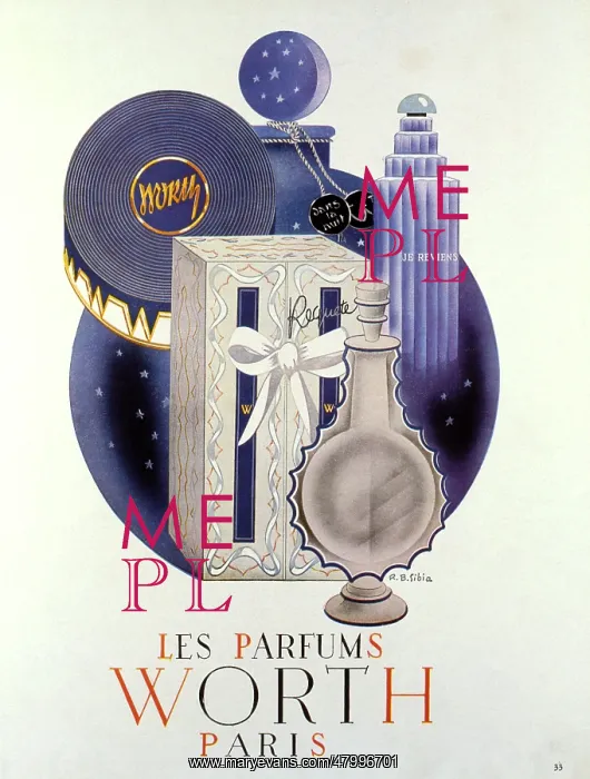 : Advertisement for Worth perfumes, Paris : Advertisement for Worth perfumes, Paris