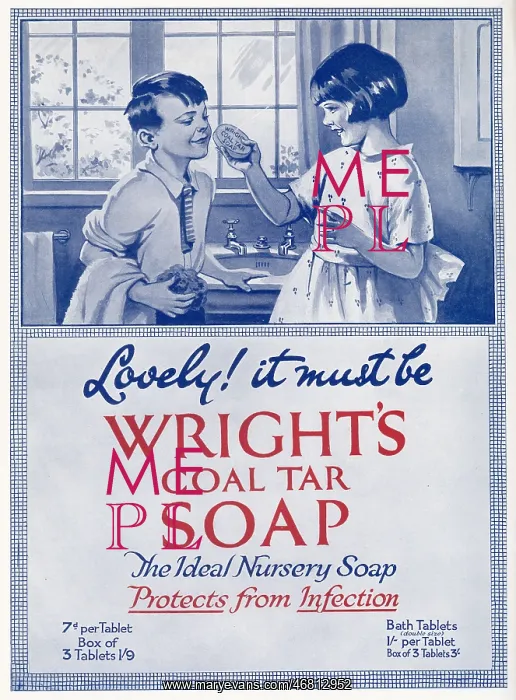 : Advert for Wright's Coal Tar Soap 1922 : Advert for Wright's Coal Tar Soap 1922