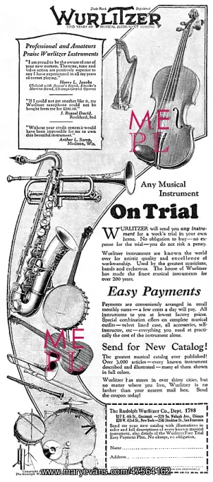 : Advertisement for Wurlitzer musical instuments : Advertisement for Wurlitzer musical instuments