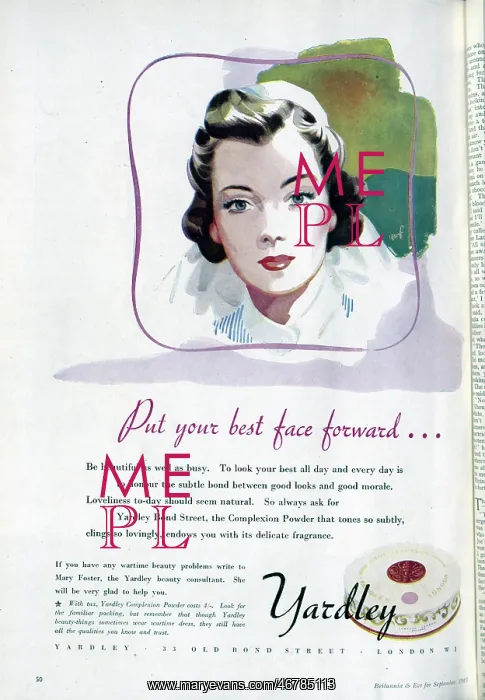 : Advert for Yardley Complexion Powder : Advert for Yardley Complexion Powder