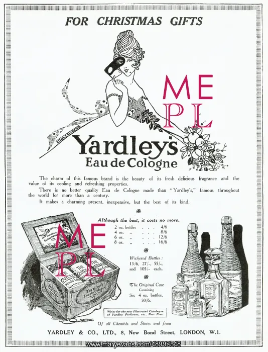 : Advert for Yardley's - Eau de Cologne 1920 : Advert for Yardley's - Eau de Cologne 1920