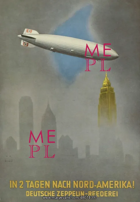 : Advertisement for Zeppelin flights to America : Advertisement for Zeppelin flights to America