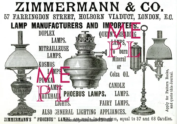  : Advert in Zimmermann & Co. lamps 1888