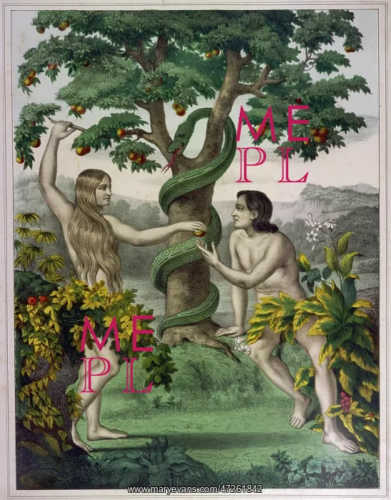 : Adam, Eve and Serpent in the Garden of Eden : Adam, Eve and Serpent in the Garden of Eden