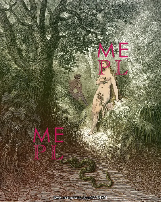 : Adam and Eve and Snake by Dore : Adam and Eve and Snake by Dore