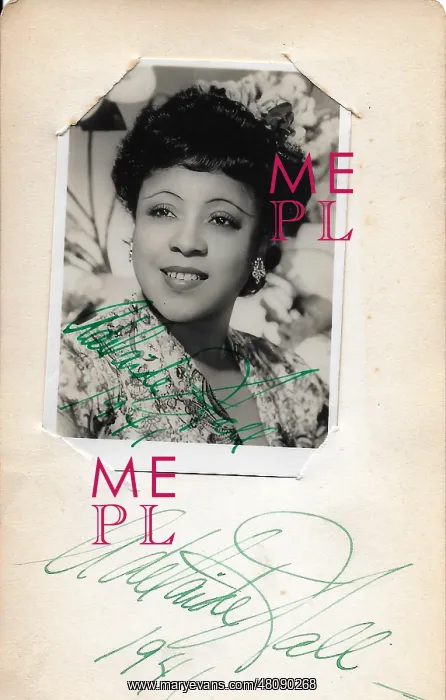 : Adelaide Hall autographed page : Adelaide Hall autographed page