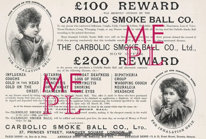 : ADERT FOR CARBOLIC SMOKE BALL 1893 : ADERT FOR CARBOLIC SMOKE BALL 1893