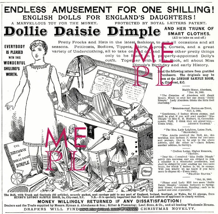 : Adert for Dollie Daisie Dimple 1886 : Adert for Dollie Daisie Dimple 1886