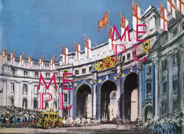 : Admiralty Arch decorated for the Coronation, 1953 : Admiralty Arch decorated for the Coronation, 1953