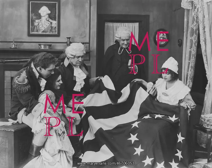 : Admiring the Betsy Ross flag : Admiring the Betsy Ross flag