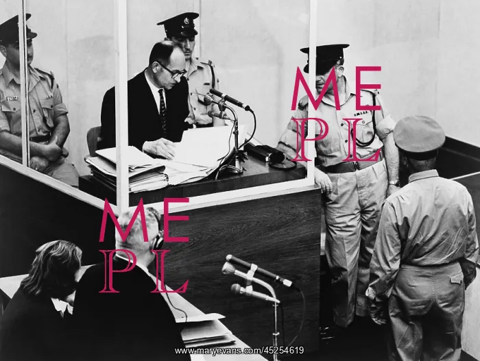 : Adolf Eichmann testifying at his war crimes trial : Adolf Eichmann testifying at his war crimes trial