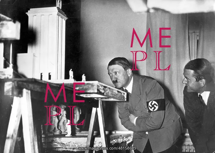 : Adolf Hitler with Albert Speer in front of the model of the : Adolf Hitler with Albert Speer in front of the model of the