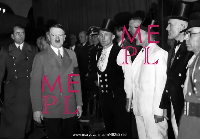 : Adolf Hitler and Albert Speer with workers, 1930s : Adolf Hitler and Albert Speer with workers, 1930s