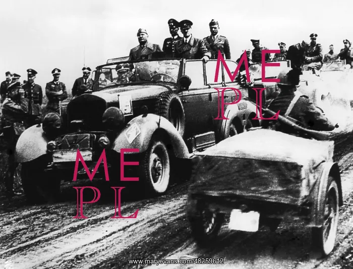 : Adolf Hitler with Benito Mussolini on a visit to the front : Adolf Hitler with Benito Mussolini on a visit to the front