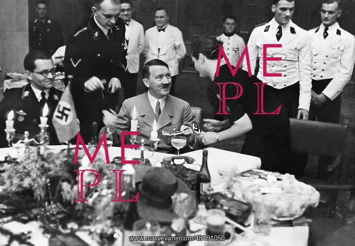 : Adolf Hitler at a Christmas party, 1937 : Adolf Hitler at a Christmas party, 1937