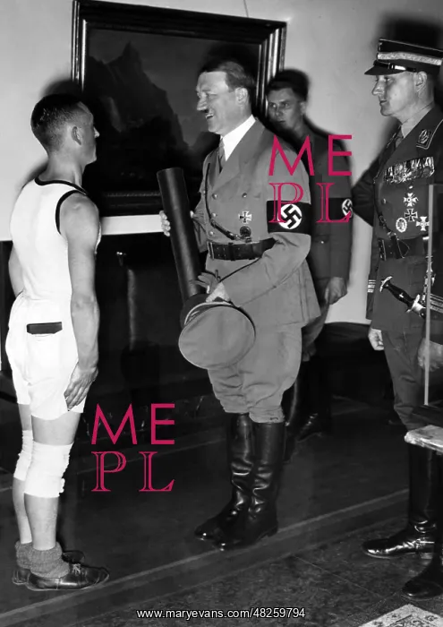 : Adolf Hitler congratulates an athlete, 1935 : Adolf Hitler congratulates an athlete, 1935