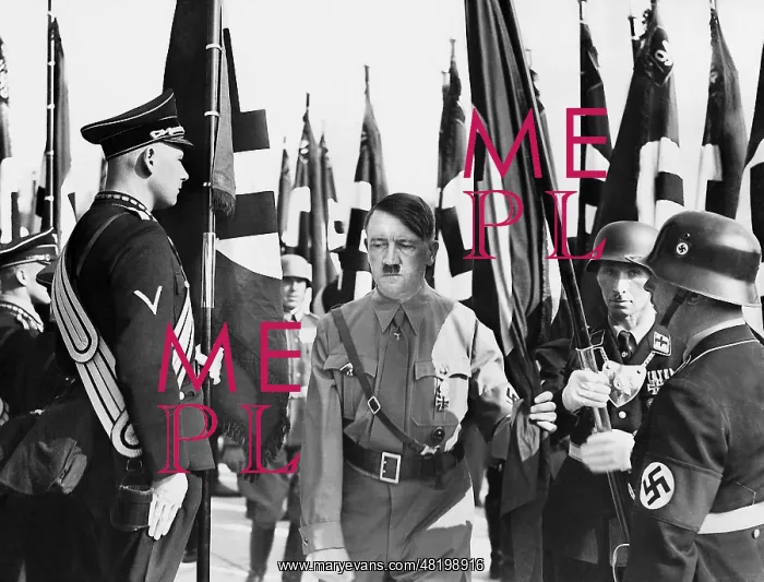 : Adolf Hitler at the consecration of the flag, 1938 : Adolf Hitler at the consecration of the flag, 1938