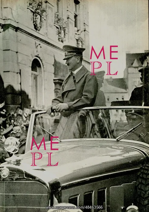 : Adolf Hitler driven through a German city in an : Adolf Hitler driven through a German city in an