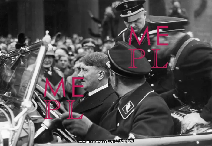 : Adolf Hitler with driver Erich Kempka, 1934 : Adolf Hitler with driver Erich Kempka, 1934