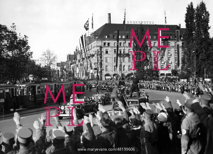 : Adolf Hitler drives through Nuremberg, 1935 : Adolf Hitler drives through Nuremberg, 1935