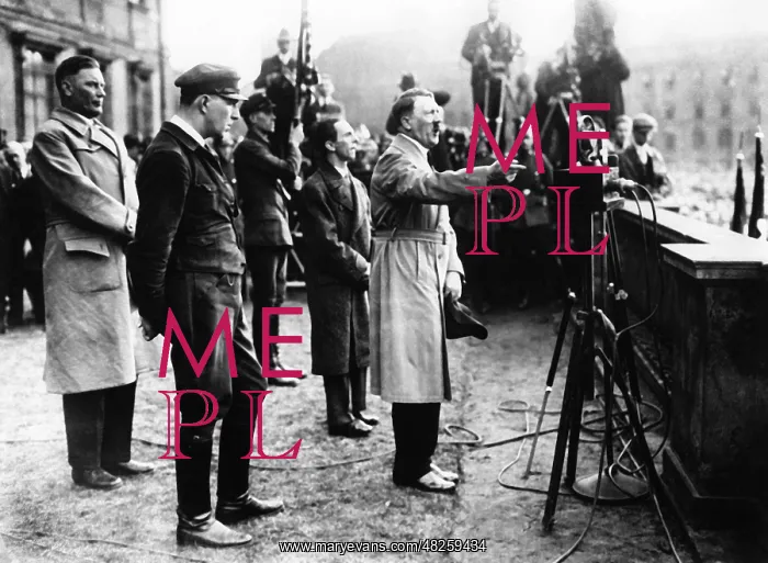 : Adolf Hitler at an election rally, 1932 : Adolf Hitler at an election rally, 1932