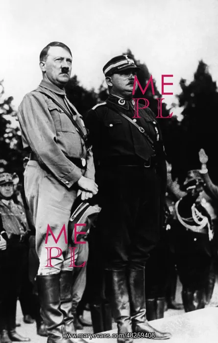 : Adolf Hitler and Ernst Rohm during an SA march, 1933 : Adolf Hitler and Ernst Rohm during an SA march, 1933