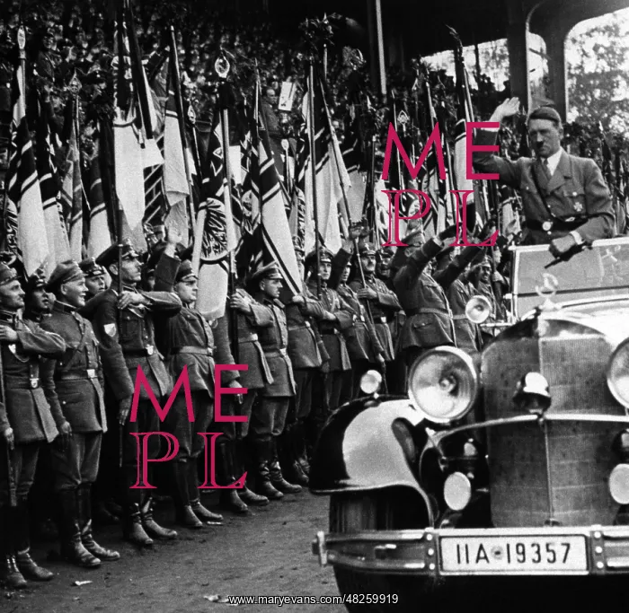 : Adolf Hitler greets from the convertible, 1933 : Adolf Hitler greets from the convertible, 1933