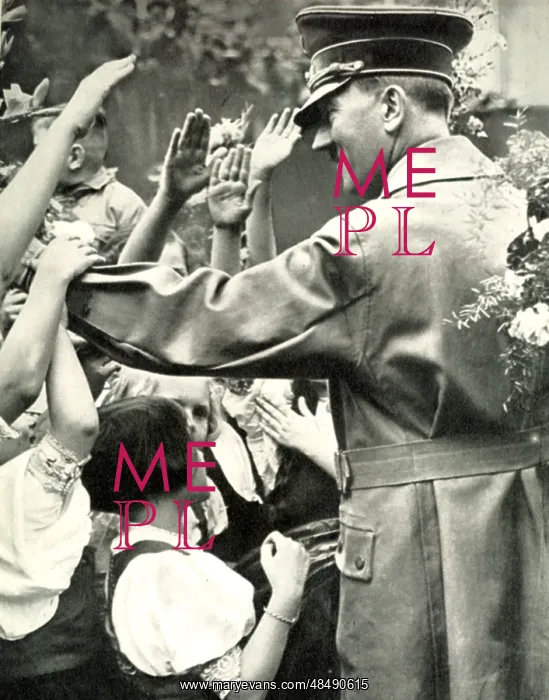 : Adolf Hitler greets crowd during a visit to a : Adolf Hitler greets crowd during a visit to a