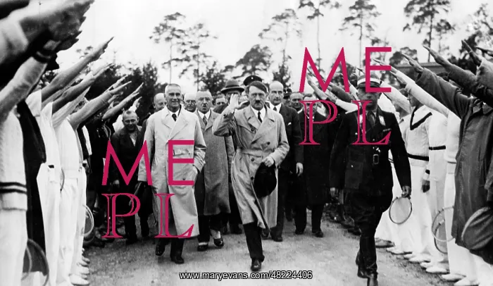 : Adolf Hitler greets German athletes 1936 : Adolf Hitler greets German athletes 1936