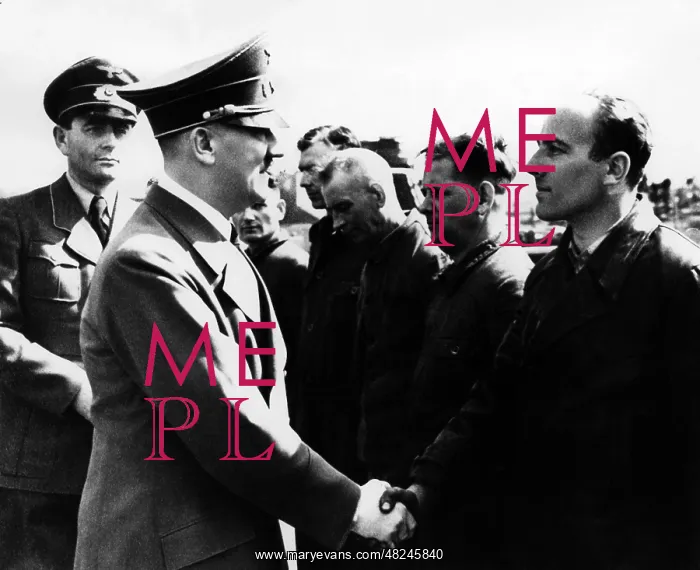 : Adolf Hitler greets workers of an armament factory, 1942 : Adolf Hitler greets workers of an armament factory, 1942