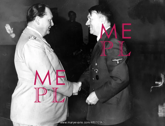 : Adolf Hitler and Hermann Goering shake hands : Adolf Hitler and Hermann Goering shake hands